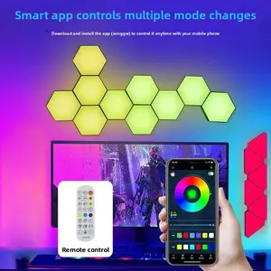 Hexagonal RGB Smart Gaming Ambient Light, Honeycomb Live Streaming LED Wall Decor, Quantum Lamp with Remote Control, Hallway Wall Light, Smart Led Lights