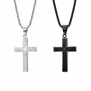 Vintage 999 Cross Pendant Necklace | 3D Sculpting Bible Verse Jesus Crucifix | Stainless Steel Stamp Cross Necklace | Unisex Fade-Resistant Personalized Hip-Hop Faith Jewelry for Men Women | Jesus Bless You Religious Daily Wear Necklace