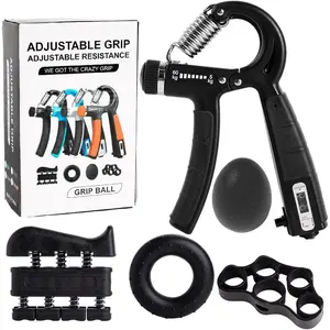 Grip Strength Strengthener Kit - 5 Pack Adjustable Resistance, Finger Stretcher, Hand Grip Strengthener, Grip Ring and Stress Ball, Finger Exerciser Arm Workout Machine Arm Fitness Machine