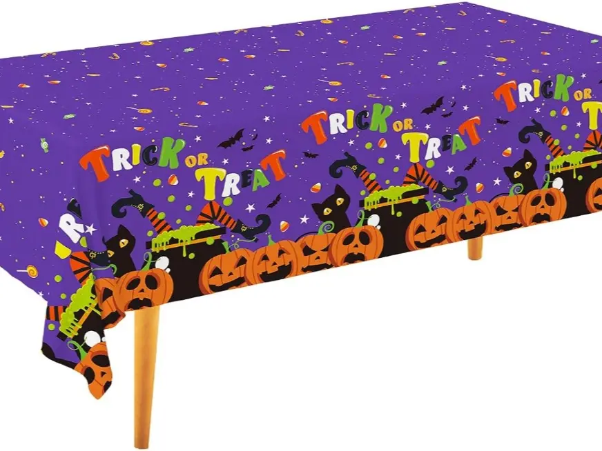 Halloween Party Disposable Tablecloth, Plastic Table Cover for Halloween decorations, 3 PCS, 54”x108”