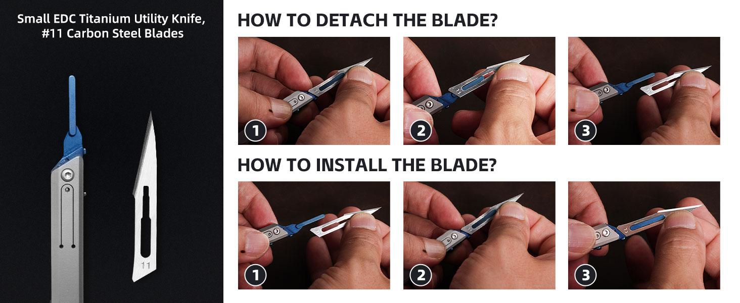 micro tech TKK3 Foldable Titanium Utility Knife, Small EDC Pocket Knife with 10pcs Replaceable #11 Blades, Folding Pocket Utility Knife for Outdoor, Cool Gadgets gift for Men