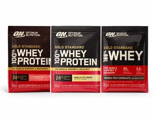 OPTIMUM NUTRITION Gold Standard 100% Whey Protein Powder 3-Pack Combo, 24g Protein, 5.5g BCAAs per Serving, Pre Workout Edible Fitness Supplement for Muscle Support, Prop 65 Safe Dietary Aid