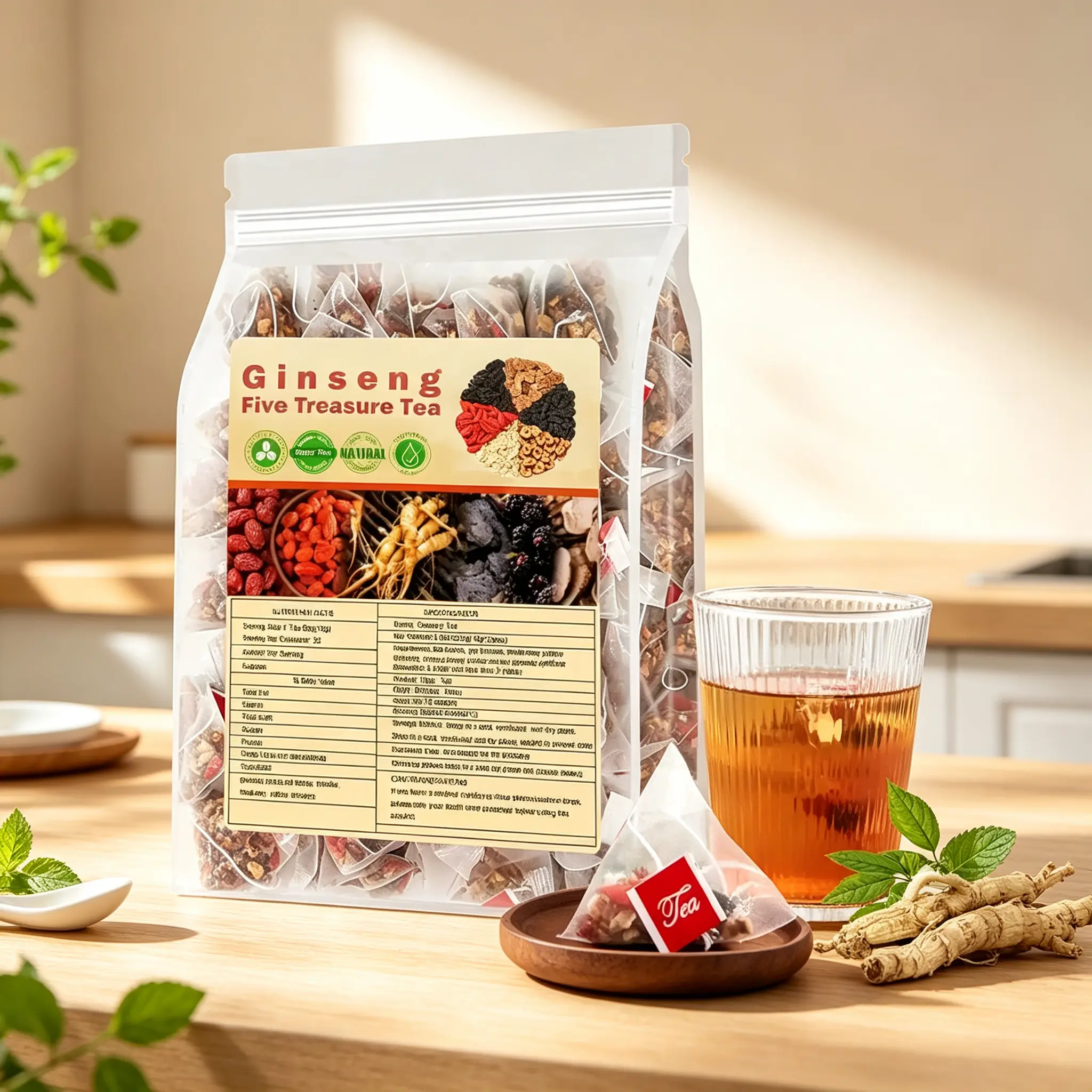 Kidney Tea 25bags Ginseng Six Treasure Tea Formula Traditional Chinese Herbal