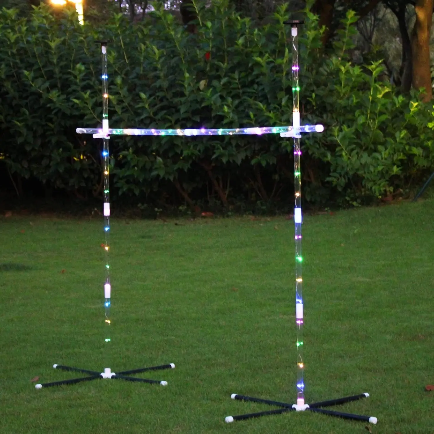 2-in-1 Lighted Limbo & Flying Disc Game Set - Fun Outdoor Activity for Adults, Ideal for Backyards, Beach Parties, Two-In-One