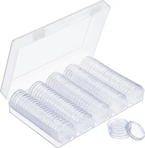 100-Piece 30mm Coin Capsules Set with Storage Box Clear Round Plastic Holders for Morgan Silver Dollars & Collectibles Protective Cases for Coins & Collectible Storage Supplies