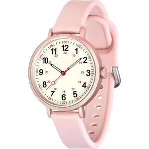 Nurse Watch for   Professionals Student Easy Read Dial with Luminous 24 Hours Red Second Soft Thin  Band 50M