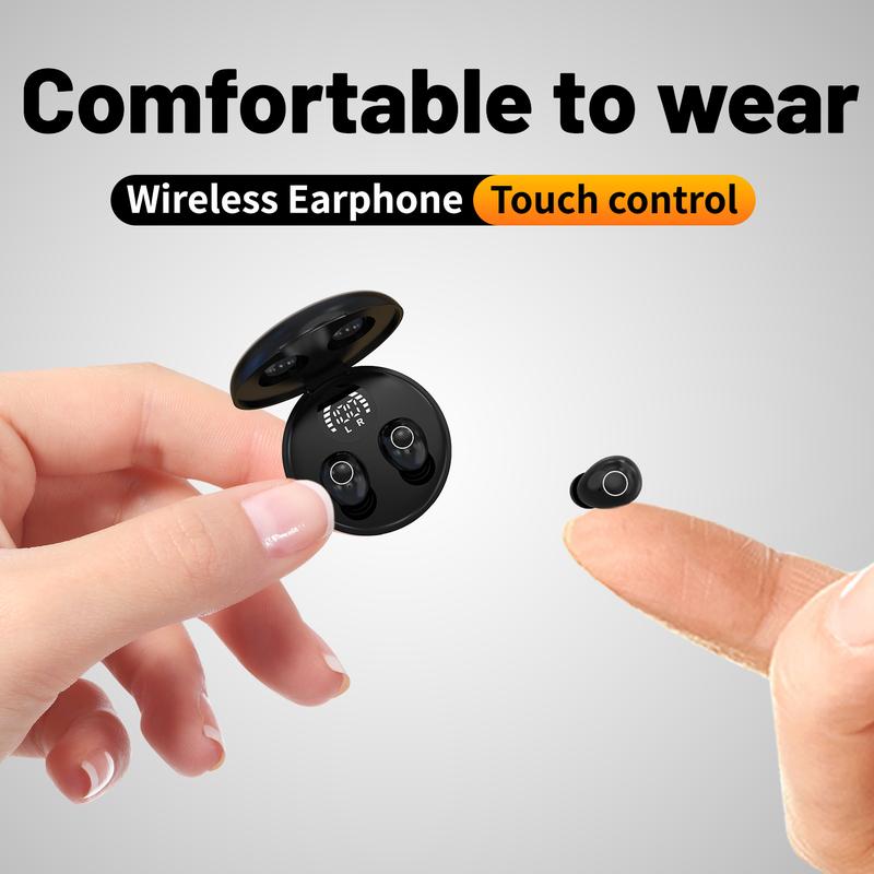 Wireless sleep earphones, mini Bluetooth earphones, touch operation, silicone in ear for long-term wear, LED digital display, high-definition sound quality, compatible with smartphones, noise cancelling earphones suitable for sleep, work, and gaming