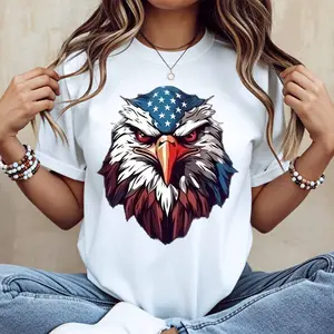 American Eagle Flag Print T Shirt Women Casual Short Sleeve Top Fashion Graphic Tee Summer Wear