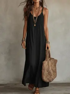 Women's Boho Beach Dress, Sleeveless Ankle-Length Maxi Dress, Loose-Fitting Summer Dress, Ideal for Vacation and Outdoor Wear