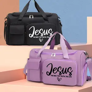 Women's Tote Bag Jesus patterned travel bag, multi-functional gym tote/backpack, large capacity casual yoga bag, lightweight, suitable for gym, exercise, and overnight travel. Multifunctional Portable Bag Lightweight Travel Bags