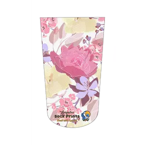 Amputee Sock "Colorful Soft Flowers Rview V2", Prosthetic Limb Sock, 3ply Stump Sock