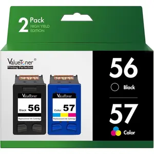 Remanufactured Ink Cartridges Replacement For HP 56 & 57 (C9321BN C6656AN C6657AN) For Deskjet 5550, 5650, 5150, Photosmart 7350, 7260, 7450, 7550, 7760, PSC 2210 Printer (1 Black, 1 Color, 2 Pack)