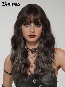 22 Inch Red Wavy Wigs for Women - Shoulder Length Wig with Bangs, Silky Heat-resistant Synthetic Fiber Wigs, Synthetic Material Wigs, for Party Easter Use, Perfect for Holidays Music Festivals, Red Lace Front Wig, Synthetic Hairpiece