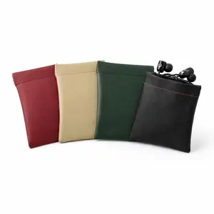 4-Pack Elastic PU Earbud Pouches Squeeze Coin Purse Mini Storage Case for Earphones Keys USB Multi-Color Compact Travel Pouch
