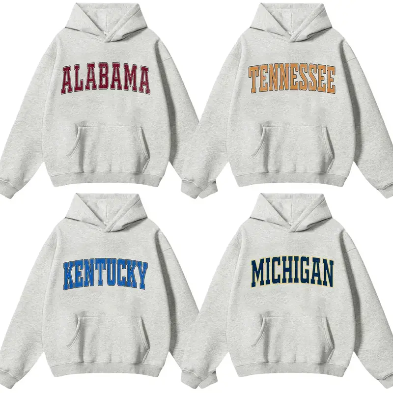 Vintage Varsity College Hoodie Ash Grey Distressed Graphic Pullover for Men Women, Classic Campus Athletic Sweatshirt, Retro University Streetwear