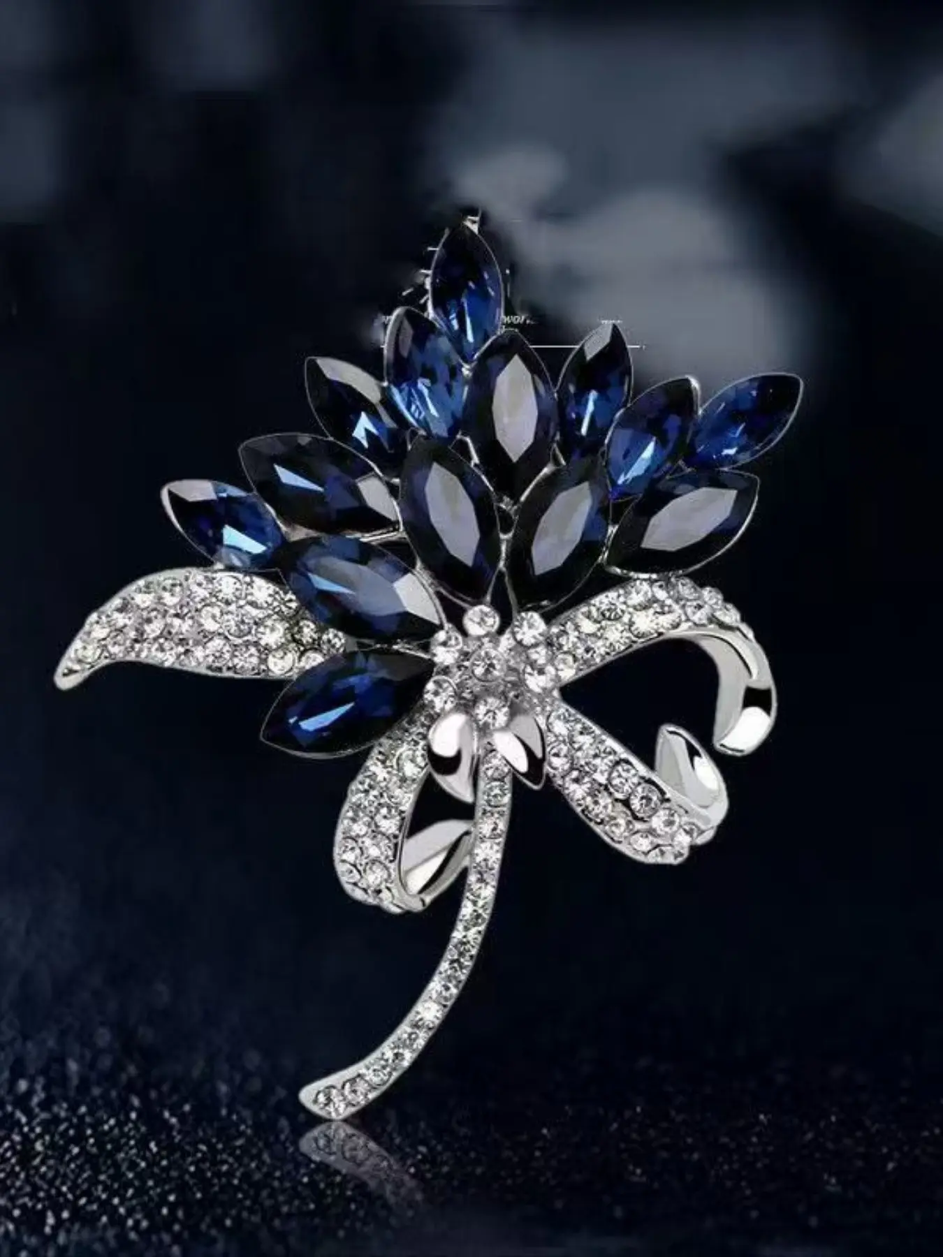 1 Piece Elegant Vintage Multi-Layer Rhinestone Brooch for Women, Blue Gemstone Floral Design, Perfect Gift for Parties and Special Occasions，Gift for her, Flower Brooch, Fashion Accessory, Flower Brooch Pin