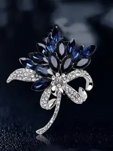 1 Piece Elegant Vintage Multi-Layer Rhinestone Brooch for Women, Blue Gemstone Floral Design, Perfect Gift for Parties and Special Occasions，Gift for her, Flower Brooch, Fashion Accessory