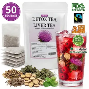 LVSEFOD  Premium Liver and Kidney Cleanse Detox Tea Dandelion Root Licorice Root Peppermint Burdock Root Nettle Leaf 50 Tea Bags 3.5 oz Herbal Cleansing No Caffeine Healthy Tea Bags