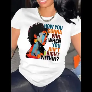 [100% Cotton] A Crew Neck, Relaxed Fit T-Shirt For The Spring And Summer Season Featuring An African American Graffiti Portrait Print And Made From Polyester Knit Fabric. T-Shirt For Men And Women