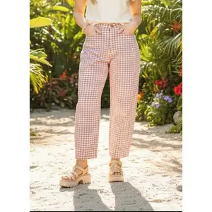 Check Please Mini Checker Barrel Pants - Rosewood