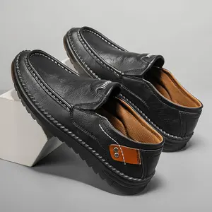 Men’s Leather Slip-On Loafers - Business Casual Comfort Shoes, Non-Slip Breathable Work & Driving Loafers, All-Day Wear for Men