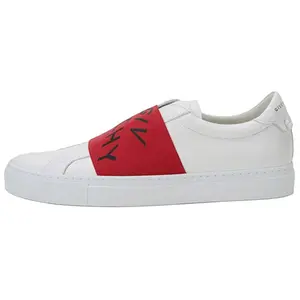 Givenchy Urban Breathable Low-Top Sneakers for Men White with Red Elastic Straps & Metallic Logos Round Toe Casual All Seasons