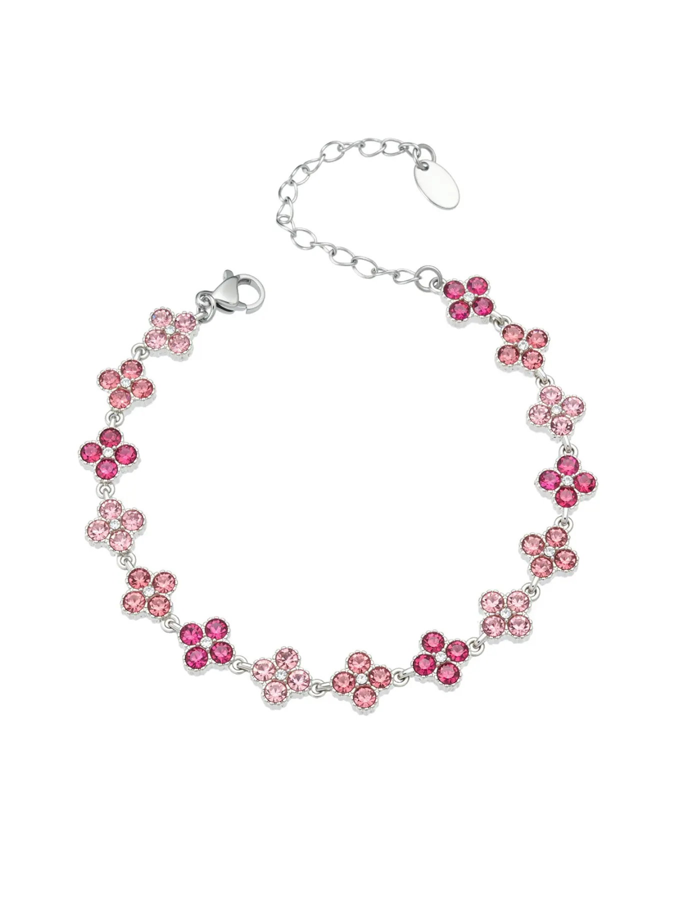 Stainless Steel 18k Gold Plated Bracelet, Exquisite Bracelet, Handmade Rhinestone Four-Petal Flower, Elegant Luxury Fashion Jewelry, Perfect Gift, Beautiful Bracelets, Flower Design Bracelet