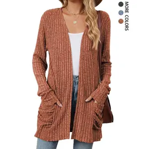 Women's casual striped knitted cardigan sweater, fashionable autumn top, versatile daily wear, early autumn fashionable sweater