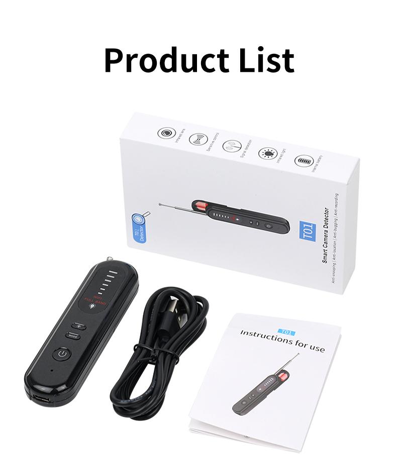 T01 Hidden Camera Detector 2026 Hidden Bug and Device GPS Detector for Travel Hotels Home Office 6 Levels Sensitivity Rechargeable Safety Portable Mini WiFi with Infrared Night Vision