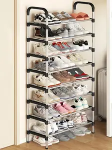 Name 1pc 8 Layer Adjustable Stainless Steel Shoe Rack for Living Room Bedroom Entrance Office Space Saving Multi-Layer Storage Simple Entryway