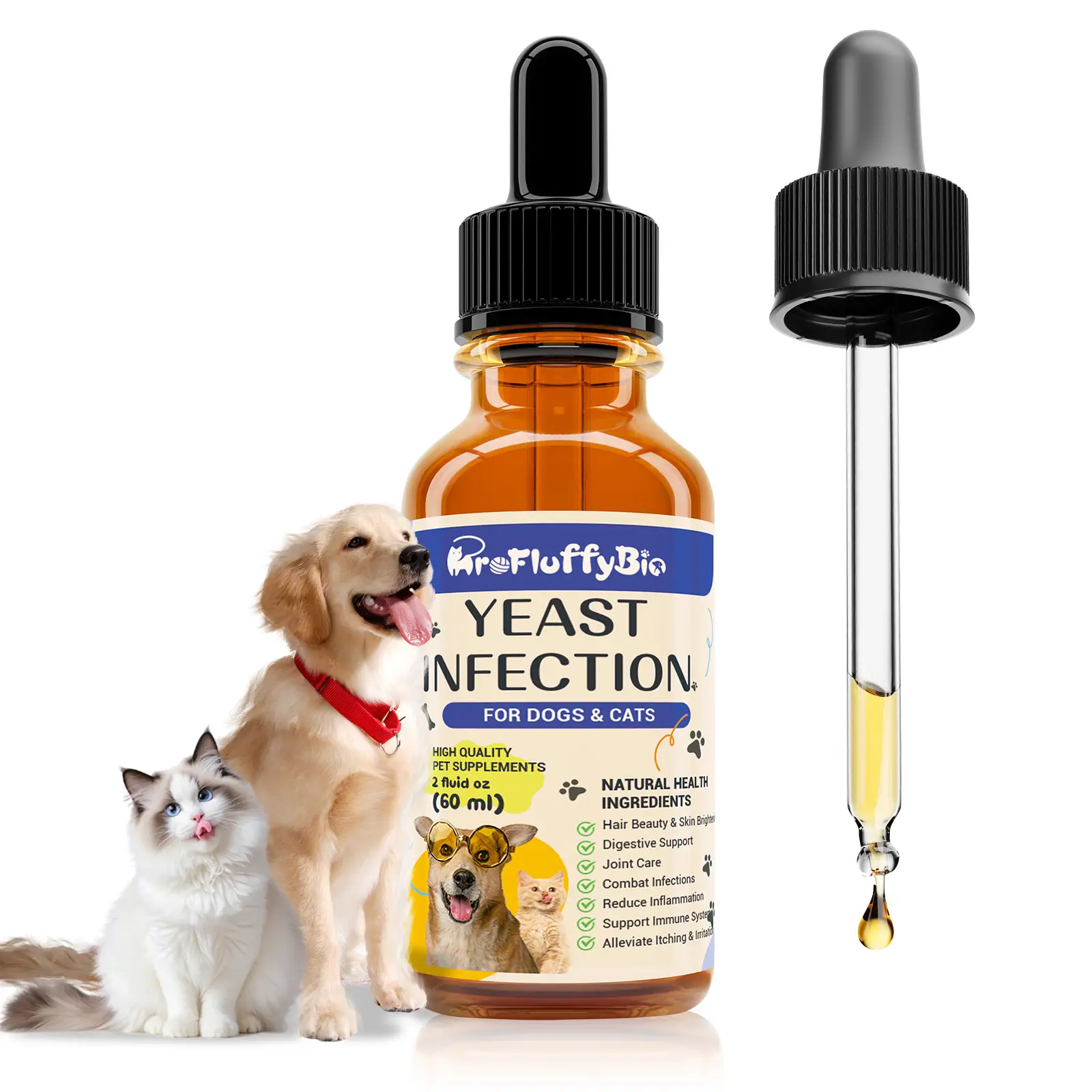 ProBiology Natural Dog Yeast Infection Treatment - Itchy Skin & Ear Relief, Reduces Inflammation & Irritation, Soothes Allergy Symptoms - Herbal Suppl