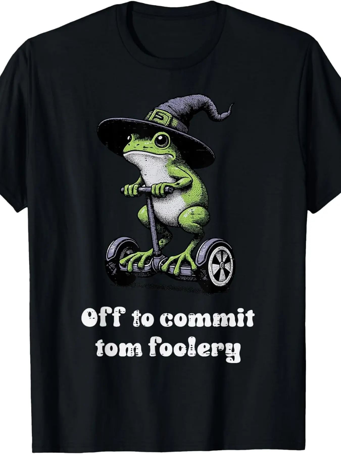 Funny _Off to Commit Tomfoolery_ Frog Design T-Shi unisex soft cotton short sleeve t shirt, vintage graphic casual tee for men women teens, perfect birthday holiday gift for camping travel gym daily street casual wear