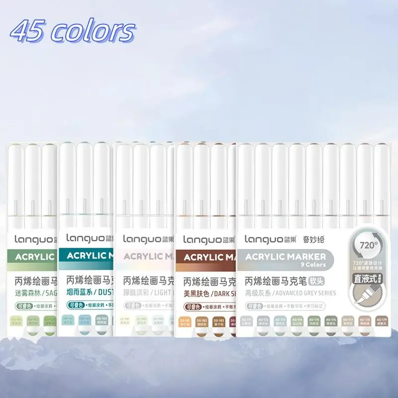 Blue Fruit Latest 45 Colors Direct Liquid Acrylic Marker Pens, Artistic Drawing Tools, Non-Disposable, Ideal for Creative Projects