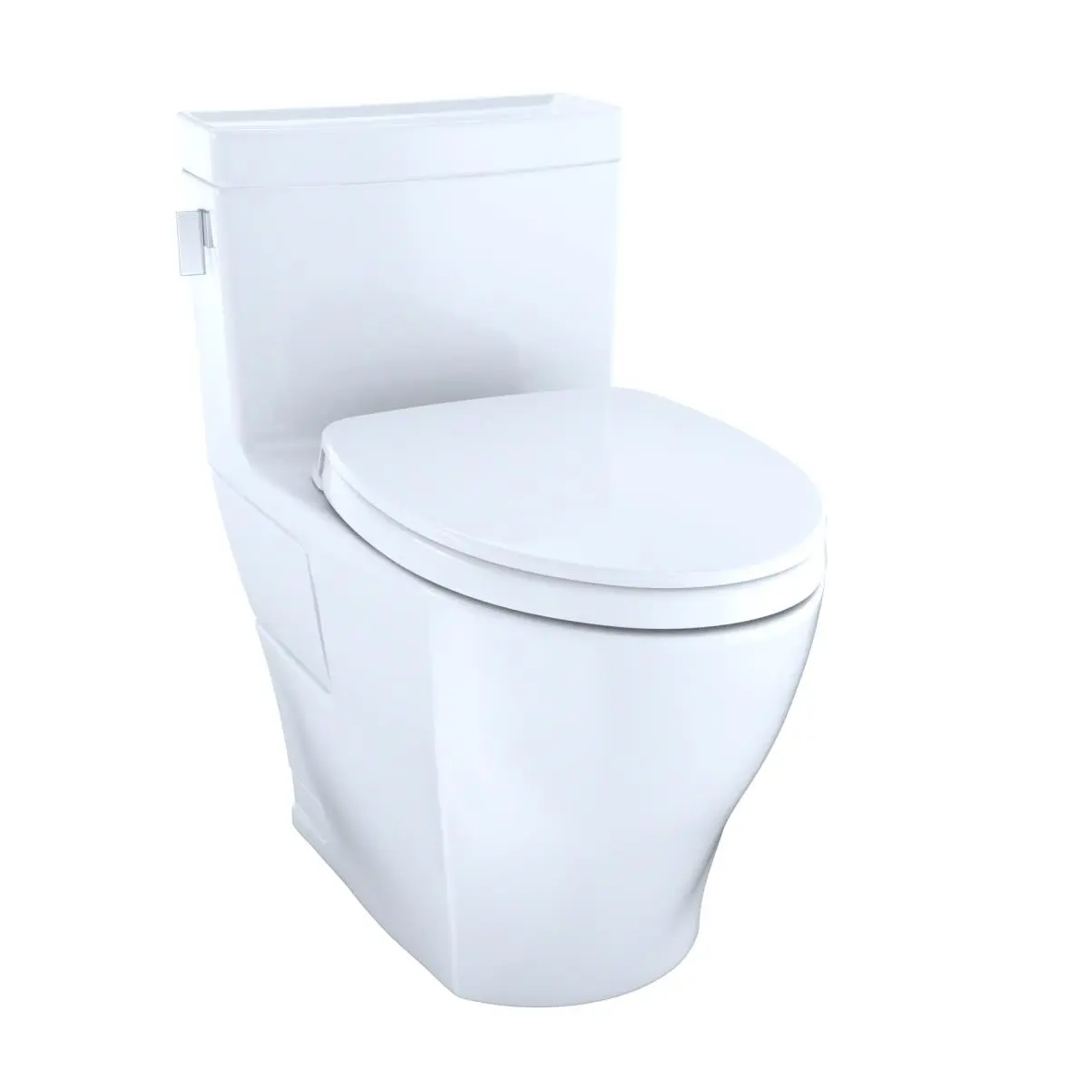 212 MAIN Legato ADA-Friendly 1-Piece Floor-Mount Universal Height Skirted Elongated Toilet with 1.28 GPF Water Efficiency, Cefiontect, Bidet Toilet Seat (Model MS624124CEFGNo.01), Cotton White, Modern