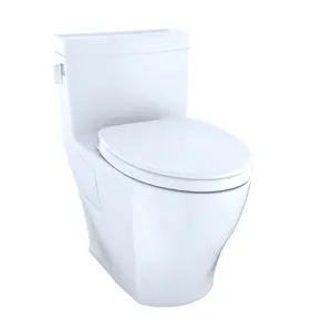 Toto MS624124CEFGNo.01 Legato Washlet Plus Elongated 1.28 GPF Universal Height Skirted Toilet with Cefiontect, Cotton White