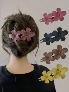 4pcs Matte French Hair Clips Flower Hair Claw, Elegant Hair Accessories for Women, Stylish Hair Pins for Daily Use