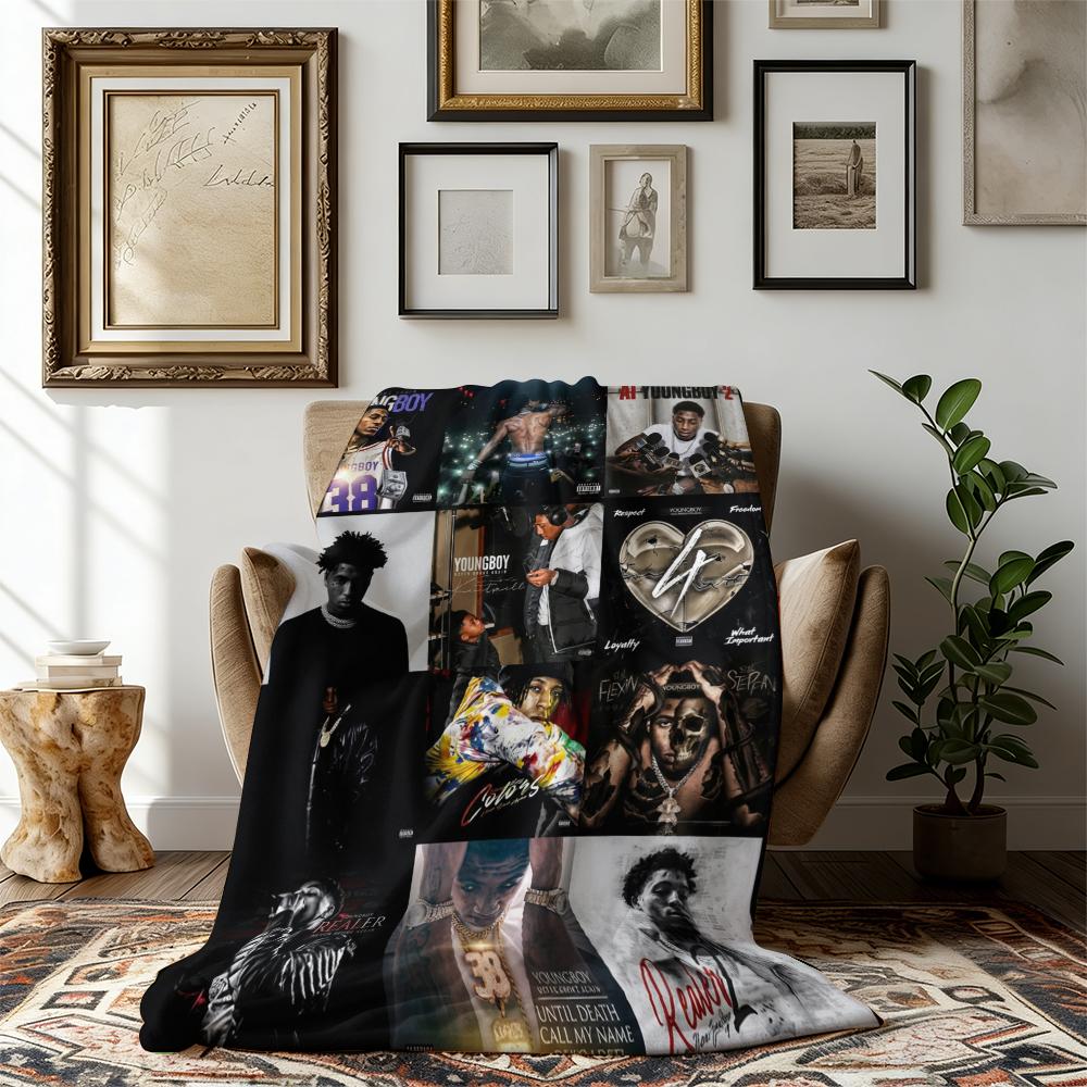 Countdown Sale! Young-boi Blanket Album Cover for Fans Warm Cozy Flannel Blankets Throw Merch Soft Roman Blanket for Home Decor Bed Sofa Living Room blankets Suitable for all four seasons cozy flannel blanket A gift suitable for fans, friends and children