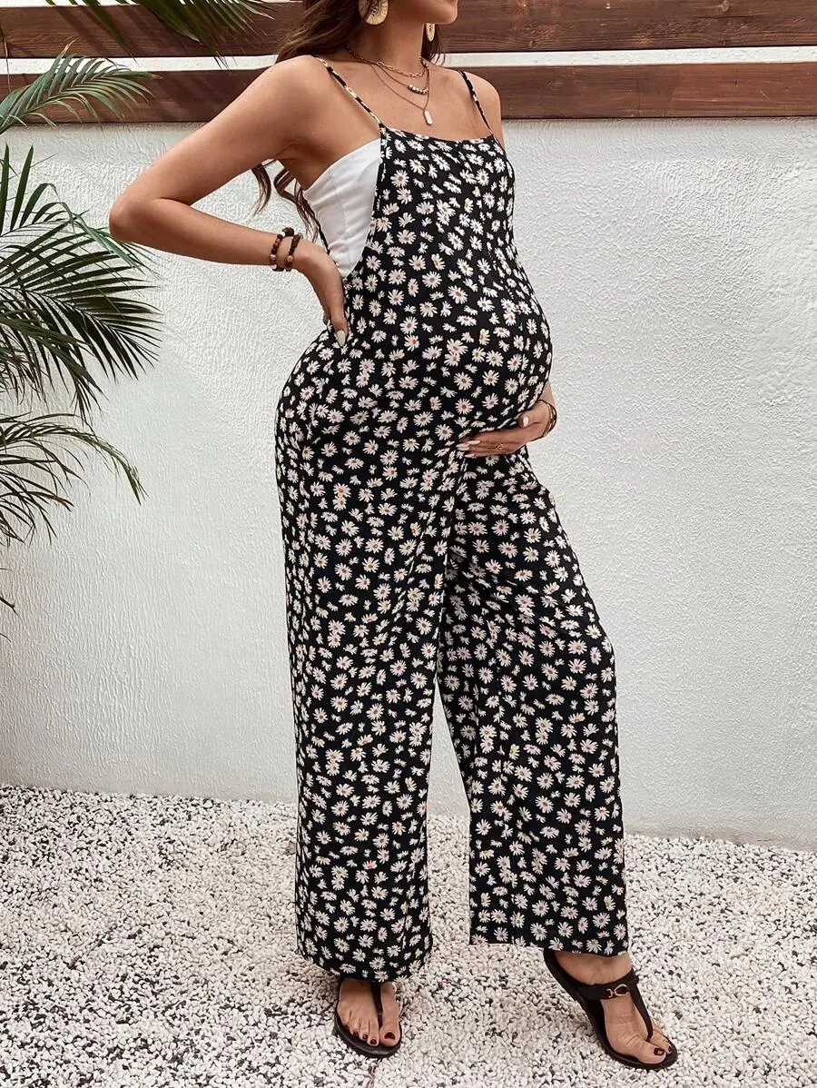 AVENO Floral Print Maternity Jumpsuit