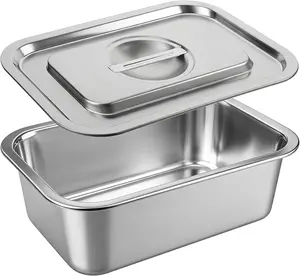 1 Pack 4 Inch Extra Deep Lasagna Baking Pan with Lid, 8.5x12.4 Inch 304 Stainless Steel Large Baking Dish Tray for Oven, Thick Metal Roasting Pan for Casserole Brownie Turkey, Silver (Size M)