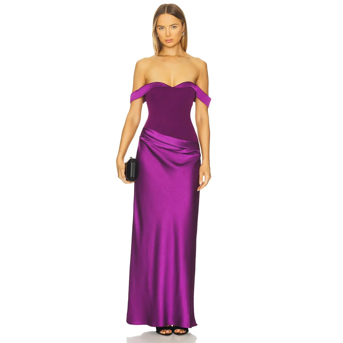 Runaway The Label Ebony Off Shoulder Maxi Dress in Violet