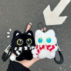 Cute Scarf Kitten Couple Keychain Super Adorable Plush Doll Bag Pendant Student Backpack Decoration Gift for Friends