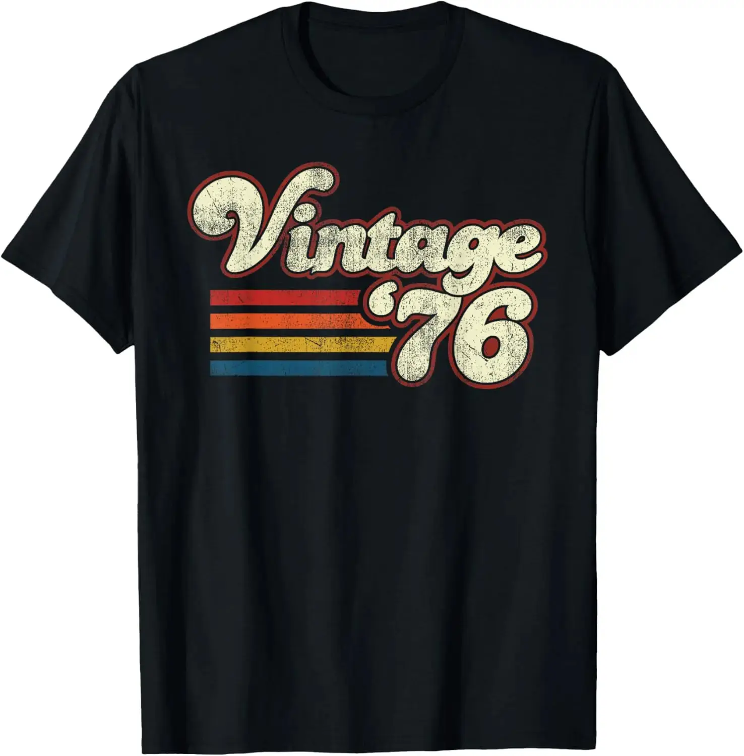 Women's 100% Cotton Flat Round Neck Classic Fit Casual Short-Sleeve Printed Digital Print 1976 Birthday Themed Streetwear T-Shirt, Crew Neck