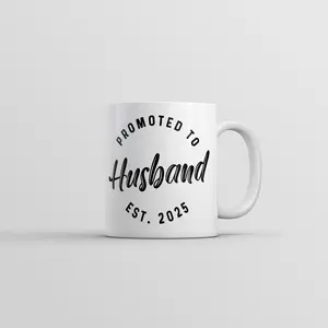 Promoted to Husband 2025 Mug Funny Sarcastic Marriage Graphic Novelty Coffee Cup - 11oz Funny Coffee Mugs Ceramic Printed Drinkware Cup