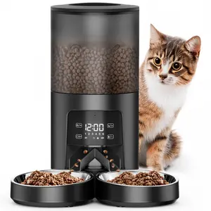 Automatic Cat Feeder for 2 Cats, 2-Way Splitter Timed Cat Dry Food Dispenser with 2 Bowls