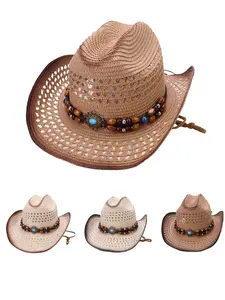 Unisex Summer Denim Straw Hat, Beach Sand Hat, Lightweight Sun Hat for Outdoor Sun Protection, Wide Brim Hollow Design, Ideal for Coastal Activities