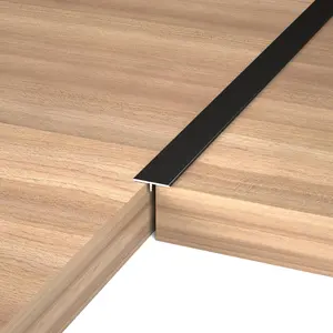 T Molding Transition Strip,  Laminate Floor Divider, Threshold for Floor Gaps, Black, 4ft x 0.8in (3pcs)