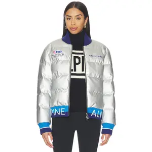 Perfect Moment Unisex Silverstone Bomber in Silver Twill