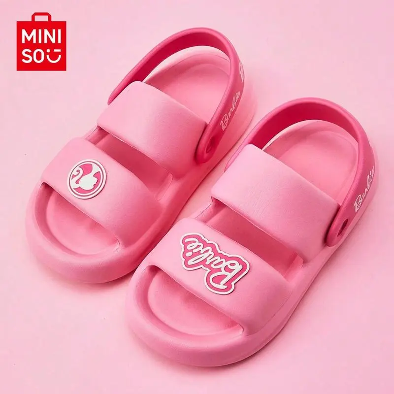 BARBIE Sunlight Sparkle Series Pink Slip-On Slides Size 8-8.5 Soft Memory Foam Casual Footwear for Women Girl Walking Shoes