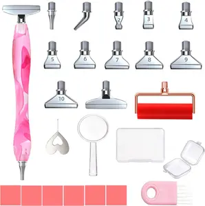 LEIYULY 25PCS Diamond Painting Pen, Diamond Painting Art Drill Bead Dot Pen Kit with 12 Threaded Metal Diamond Art Tips, 2 Storage Boxes,A 3X Magnifying Glass