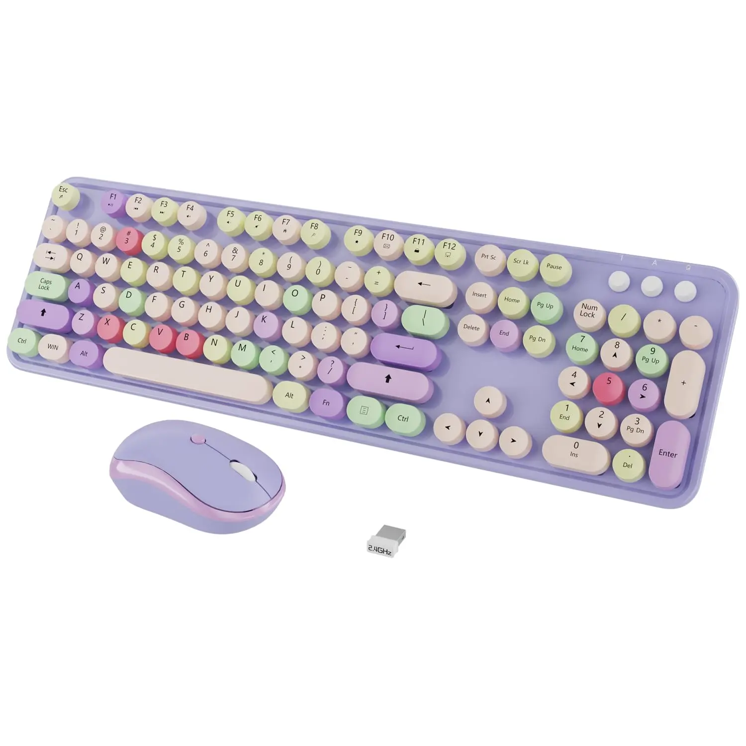 Wireless Typewriter And Mouse - With Silent  Cute Retro Combo 2.4g Usb Computer For Windows Laptop/desktop/pc(purple)